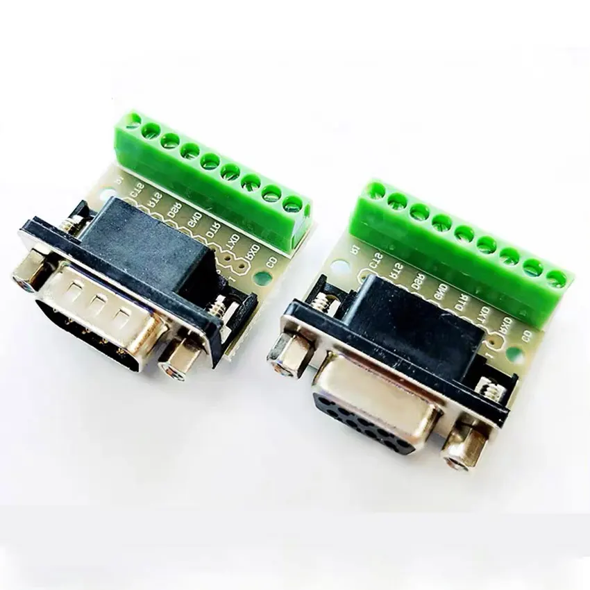 Conectores sin soldadura de 9 pines DB9 RS232 Serial a Terminal hembra macho adaptador conector placa de ruptura - imagen 5