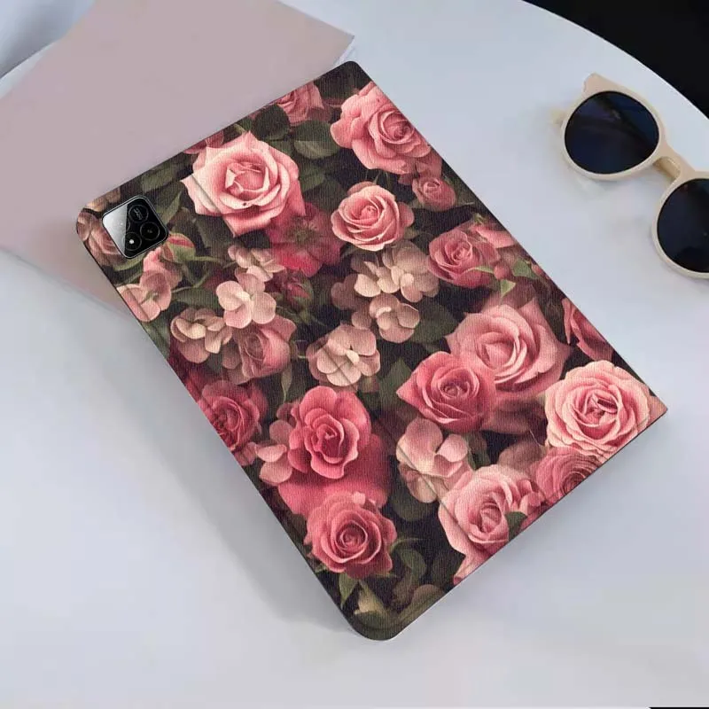Diseño artístico flores rosas para Xiaomi Redmi Mi Pad 2 4 5 6 6s 7 8 11 12,5 12,4 11,2 8,7 SE Pro Plus Max funda para tableta - imagen 2