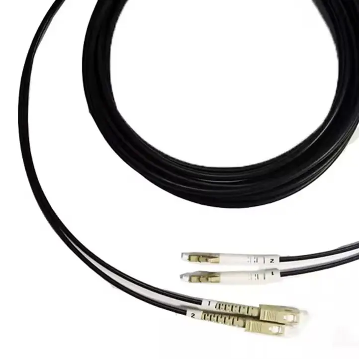 Cable de conexión de fibra blindada 2 núcleos OM3 TPU 60m-120m 2C SC LC FC ST 5mm multimodo 100m 80m 70m 2 fibras puente de fibra óptica al aire libre