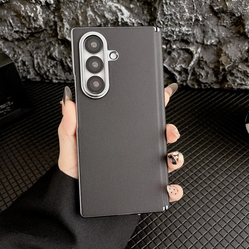 Para Samsung Galaxy Z Fold 7 Funda de cuero de lujo cubierta trasera de eje central magnético para Galaxy Fold7 Funda de parachoques Simple a prueba de golpes - imagen 5