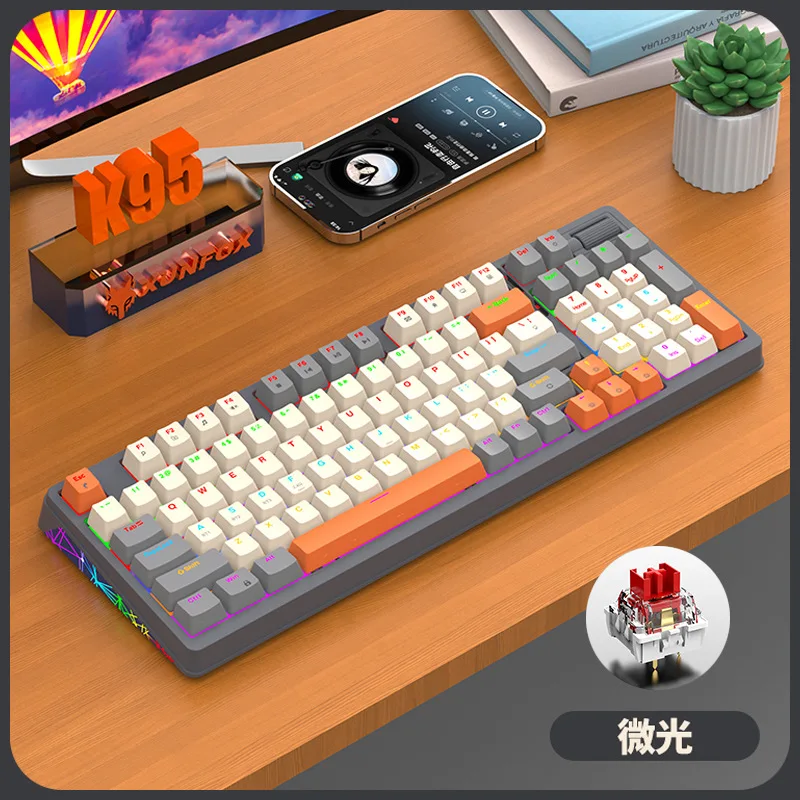 Teclado mecánico español con Ñ Teclado inalámbrico Intercambio en caliente 100 teclas Diseño 100% Español Ruso Coreano Árabe Bluetooth Conexión RGB Luz teclado inalambrico mecanico español con la Ñ K6 - imagen 2