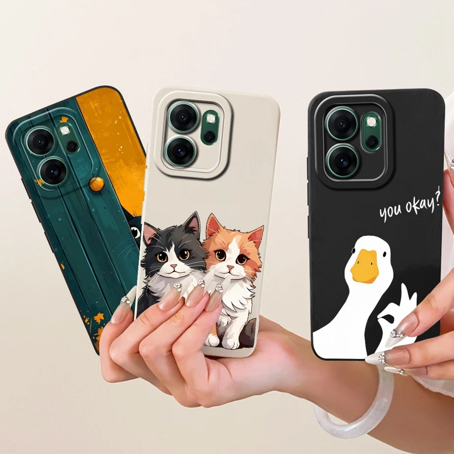 Para Oppo Reno 14F 5G funda bonita de gato pato cubierta de dibujos animados a prueba de golpes funda de teléfono para Oppo Reno 14 Pro Reno14 FS 5G Fundas suaves parachoques