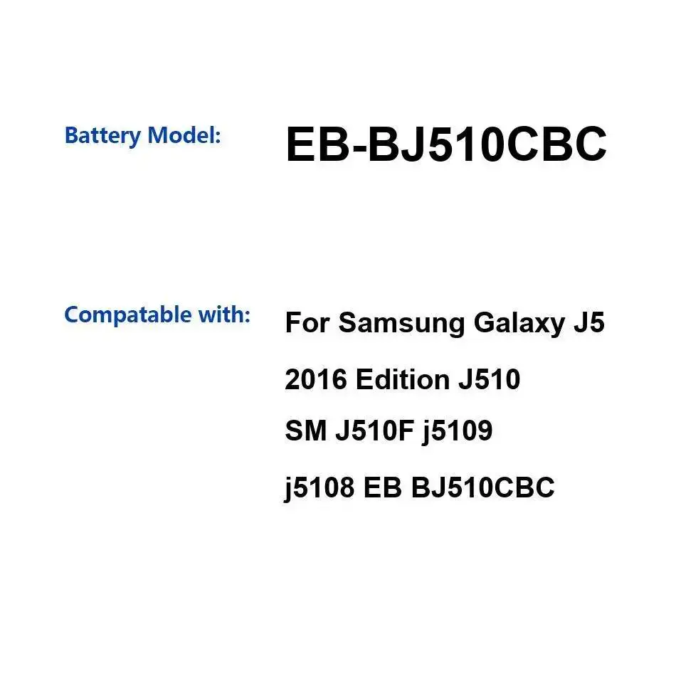Batería ligera para teléfono móvil Samsung Galaxy J5 edición 2016 J510 SM J510F J5109 J5108 EB-BJ510CBC 3100Mah - imagen 3