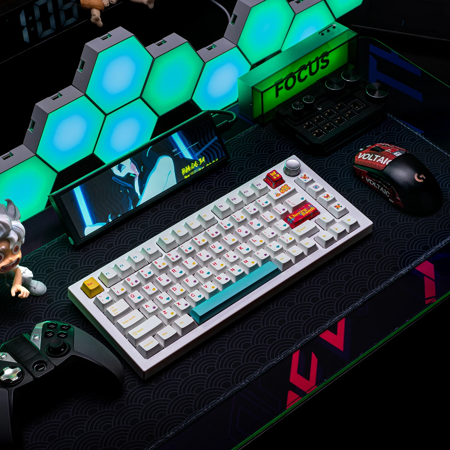 CherryBomb Keycap 165 teclas PBT tinte sublimación cereza blanco negro chica regalo Teclado mecánico AULA F75 Anne Pro2 Mad 60he 68he