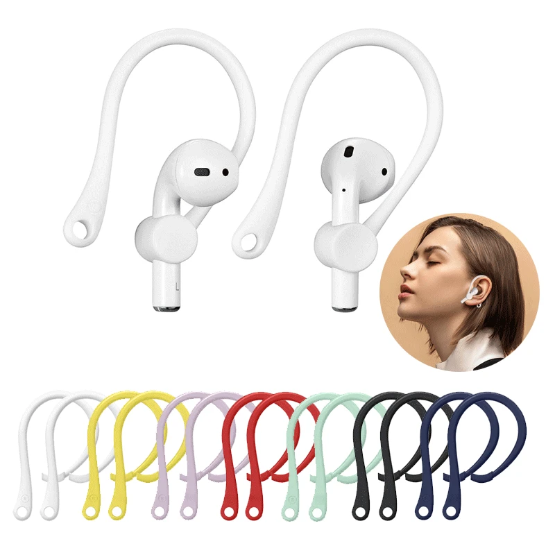 Auriculares inalámbricos con Bluetooth, audífonos con cuerda antipérdida de silicona, anticaída, gancho para la oreja, deportivos, para Airpods 1/2