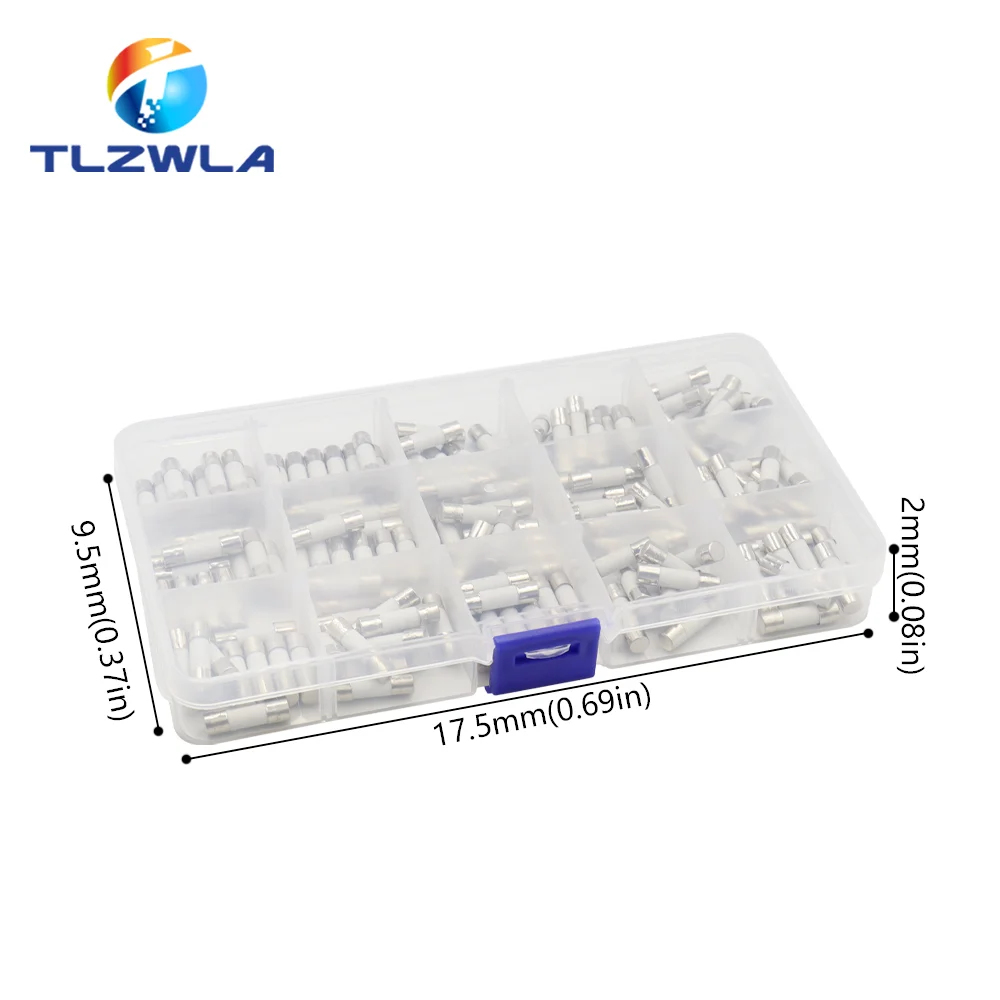 Fusibles de tubo de vidrio de soplado rápido para coche, Kit surtido de fusibles de cerámica de 5x20 con caja, 150 piezas, 5x20mm, 0,1a-30A, 15 tipos - imagen 3