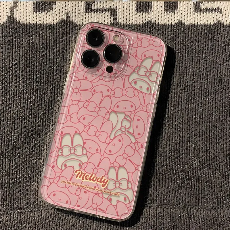 Funda de teléfono de dibujos animados Kawaii My Melody de pantalla completa para iPhone 11 12 13 14 15 16 17 Pro Max X XR XS XSMAX SE 7 8 Plus Y2K - imagen 3