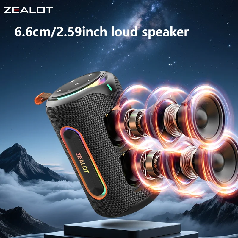 Altavoces inalámbricos ZEALOT-MP1 de 60 W, luz RGB, 30 horas de reproducción, IPX 6, resistente al agua, altavoz inalámbrico, emparejamiento dual, batería de 8000 mAh. - imagen 2