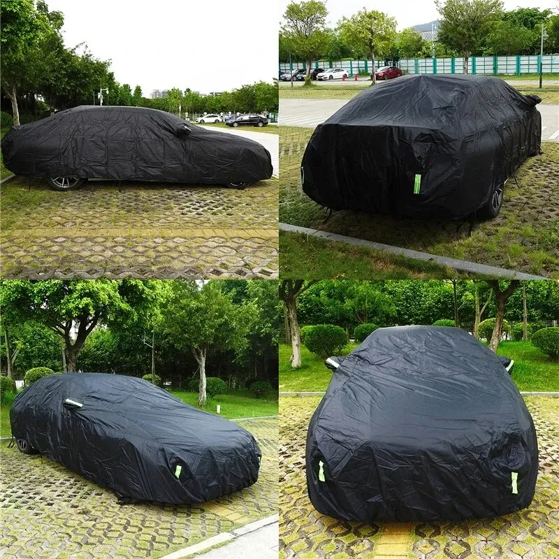 Universal SUV/Sedan Full Car cubre al aire libre impermeable sol lluvia nieve protección UV cremallera diseño negro - imagen 3