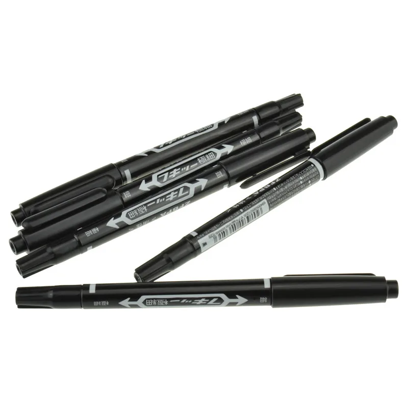1/3/10 piezas de marcador a base de aceite negro impermeable pluma de doble cabeza logística - imagen 3