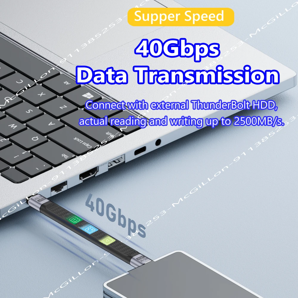 Cable USB 240 Tipo C PD 4,0 W Gen3, Cable de carga rápida 5A, Cable USB C a USB-C Thunderbolt 3 8K @ 60Hz, Cable USB Tipo C 40gbps, Cable de datos - imagen 4