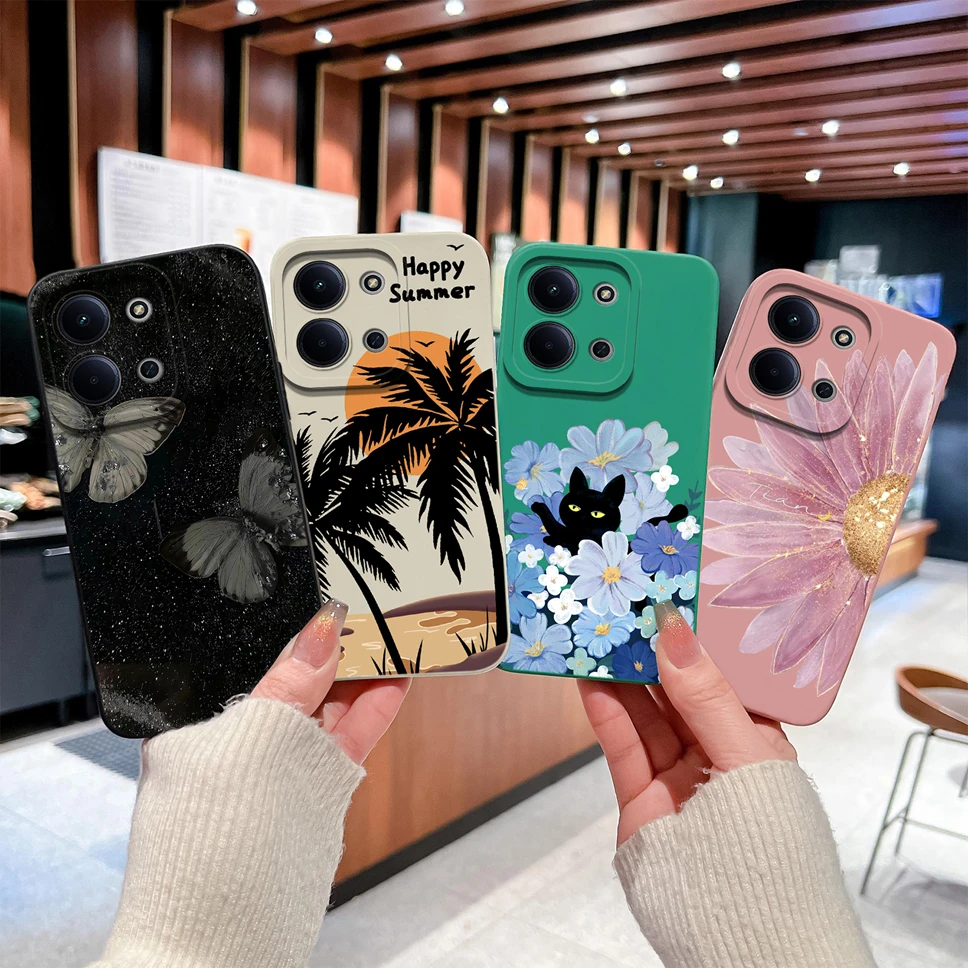 Para Xiaomi Poco C85 4G Funda de teléfono divertido gato Material de silicona líquida Funda suave y agradable para la piel para Poco C 85 Funda a prueba de golpes - imagen 2