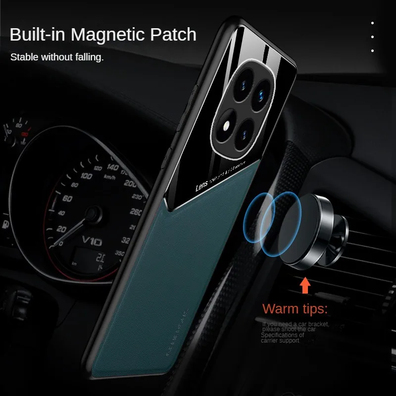 Funda con textura de cuero para Xiaomi Redmi Note 14 Pro 5G Note 14 Pro + Plus, funda con soporte de succión magnética para coche, Fundas Capa - imagen 3