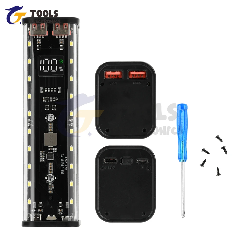 Caja de almacenamiento de batería DIY 18650, estilo Mecha, 8 celdas, funda para banco de energía de batería 18650, kits de energía móvil de carga rápida sin soldadura - imagen 4