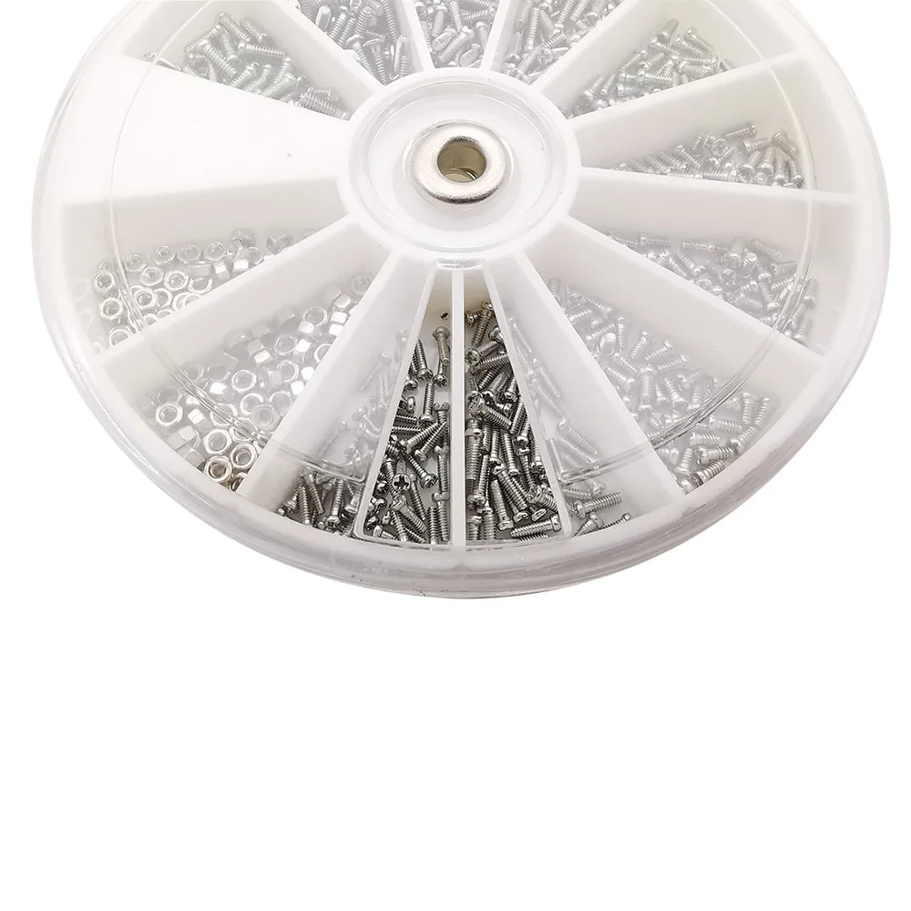 600 unids/caja Mini tornillos tuercas surtido Kit M1 M1.2 M1.4 M1.6 tuerca de tornillo pequeña con destornillador para reparación de gafas de reloj DIY - imagen 5