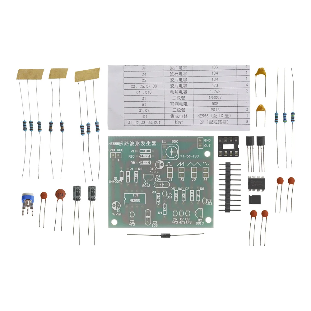 Módulo generador de pulso DC5-12V NE555, generador de onda sinusoidal/triangular/cuadrada, generador de señal de forma de onda multicanal, Kit DIY
