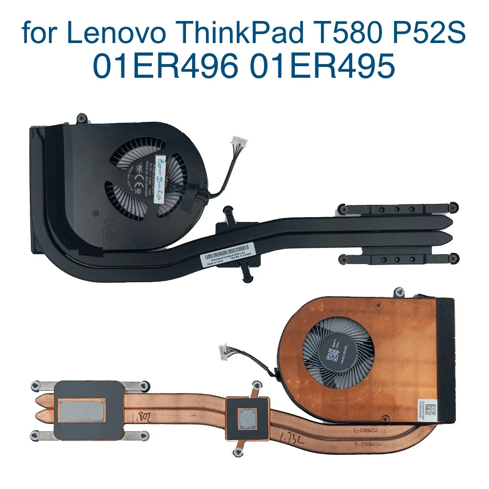 Disipador de calor del ventilador del refrigerador de la CPU para Lenovo Thinkpad T580 P52S 20L9 20LB 20LC SWG módulo térmico del ordenador portátil 01ER496 01ER495 SH40Q13116 nuevo