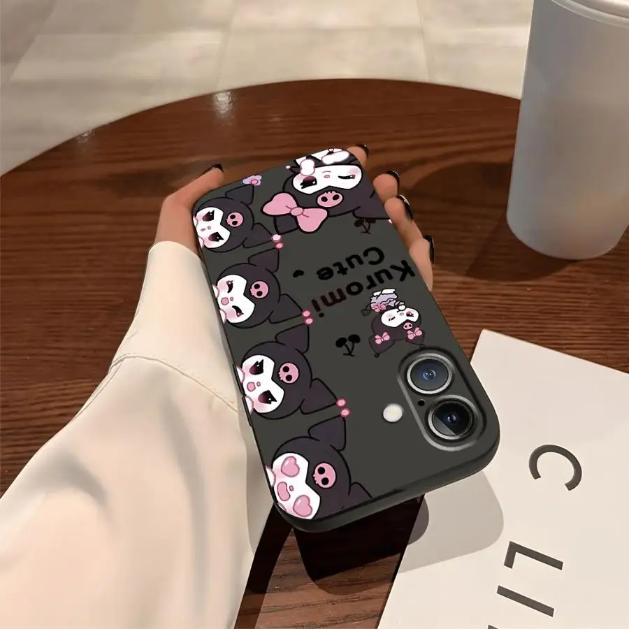 Sanrio Kuromi Baku funda para iPhone XR XS Max 7 8 17Air 15 16 14 Plus 13 12 11 17 Pro Max cubierta de teléfono suave negra - imagen 4