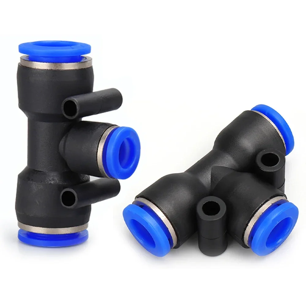 Conector neumático PE PEG, reductor en T de conexión rápida, tubo de plástico en forma de T, manguera de agua de 4mm, 6mm, 8mm, 10mm, 12mm, 14mm y 16mm