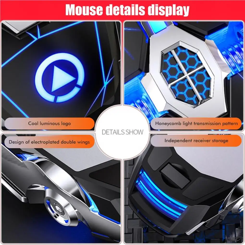 Un ratón con luz azul