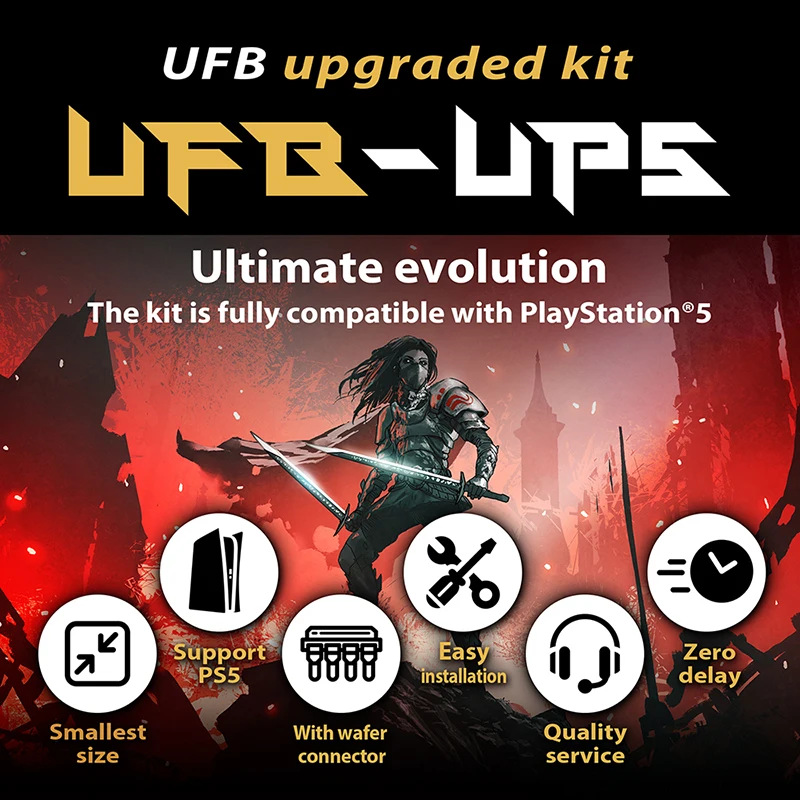 Brook UFB-UP5-tablero de lucha Universal Hitbox, Kit de actualización fighbox, PCB de tamaño pequeño, Compatible con conector de oblea PS5 incluido