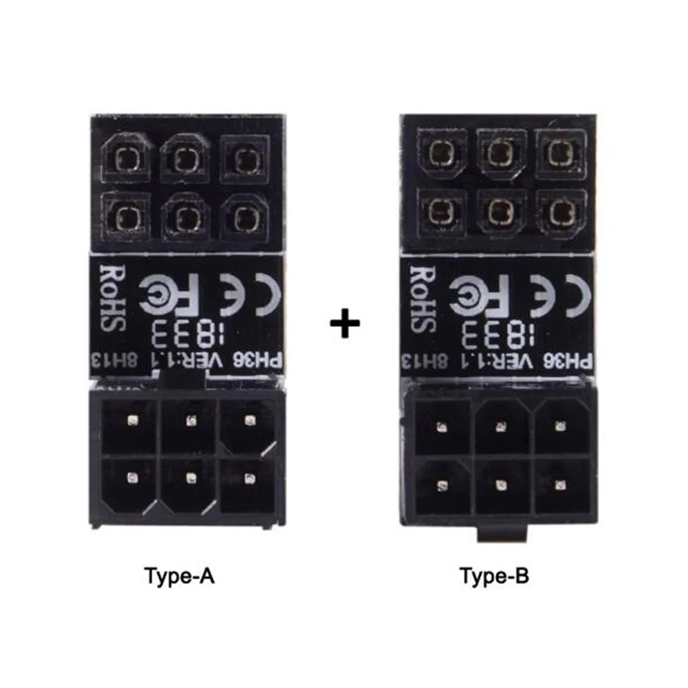 Adaptador de corriente ATX hembra a macho de 6 pines en ángulo de 180 grados para escritorios y tarjetas gráficas-Modificación de cable de ángulo recto - imagen 3