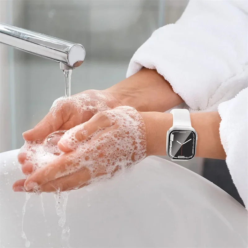 Vidrio templado y cubierta para funda de Apple Watch, película protectora de pantalla para IWatch Series 9, 8, 7, 6, 5 se, 45mm, 44mm, 40mm, 41mm, accesorios - imagen 4