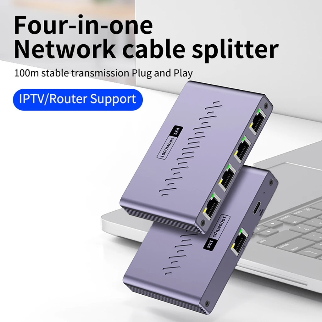 Divisor Ethernet de 1000Mbps Gigabit RJ45 LAN Internet 1 en 4 salida/1 en 2 salidas acoplador de extensión para PC portátil enrutador TV Box - imagen 2