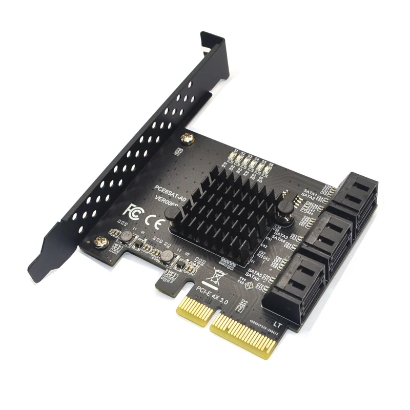 Tarjeta de expansión PCI Express SATA 3 de 6 puertos, controlador PCI-E/PCIE SATA, multiplicador SATA SATA3, Chip ASMedia ASM1166 de 6Gbps para HDD SSD