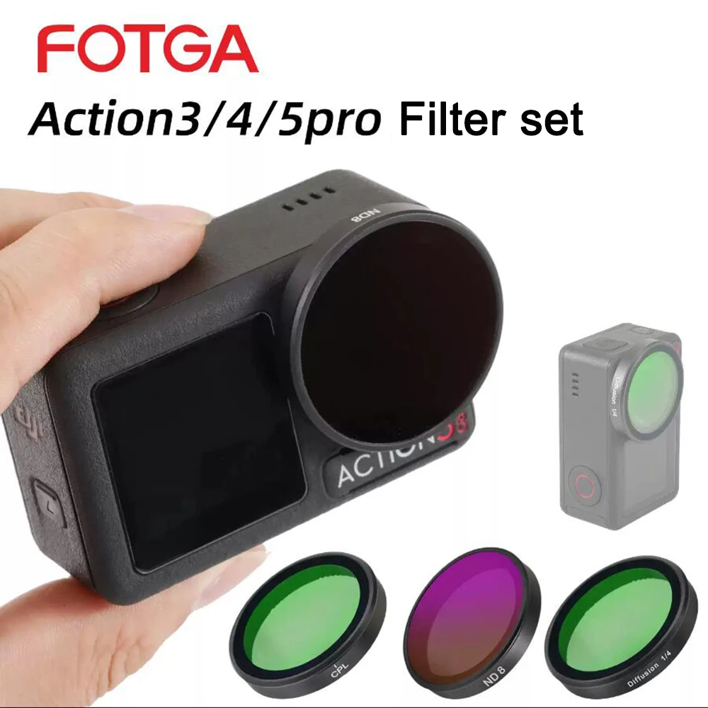 Filtro de lente de cámara FOTGA para filtros de acción 3/4/5 pro, juego de filtros ND, polarizadores CPL, atenuación UV, accesorios de lentes flexibles negros - imagen 2