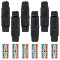 Caja de conexiones mejorada para exteriores, resistente al agua IP68, conector de cable CDF 3P de 3 polos, conectores de cable de palanca reemplazables para AWG 28-12, 6 uds.