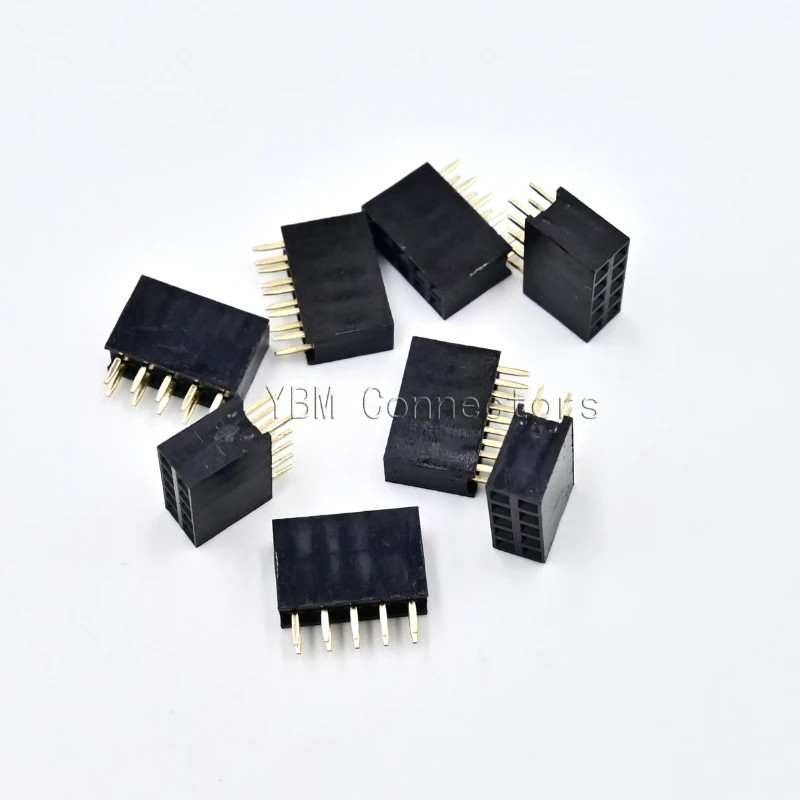 Conector de tira PCB de aguja recta de doble fila, 10 piezas, 2,54mm, 2x2/3/4/5/6/8/10/12/13/15/20/40 Pines, cabezal hembra 2,54 - imagen 2