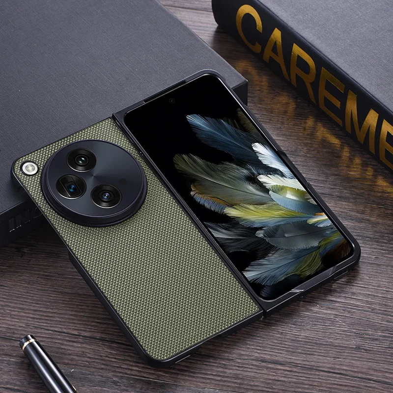 Caja de plástico duro de protección de lente a prueba de golpes con textura de nailon para OPPO FIND N3 ONEPLUS Open