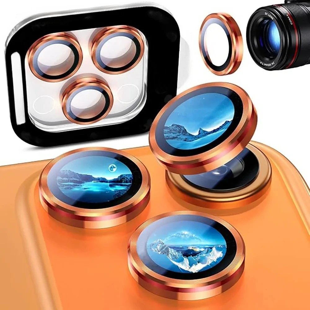 1-3Pcs Orange For 17 Pro Max Camera Lens Protector Glass Metal Ring Easy Installation Cover For Iphone 16 17 Air Accessories - imagen 2