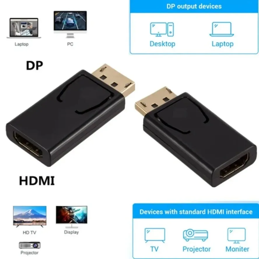 Adaptador compatible con DisplayPort a HDMI de 1080P, convertidor de puerto de pantalla macho DP a hembra, Cable de TV HD, Audio y vídeo para PC y TV - imagen 2