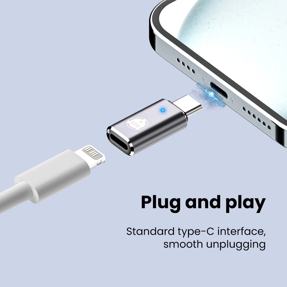 Adaptador Elough iOS a tipo C OTG USB C macho a Lightning hembra convertidor para iPhone 16 15 iPad PD 45W convertidor de carga rápida - imagen 5