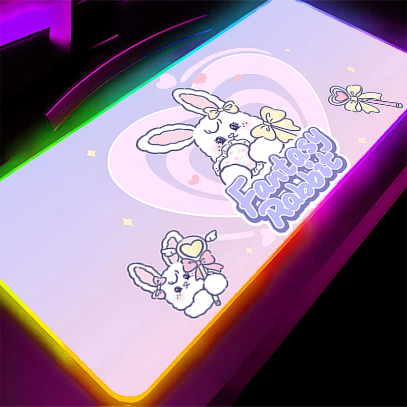 Alfombrilla de ratón LED RGB, alfombrilla de ratón de goma con patrón, alfombrilla de juego, accesorios para PC, alfombrilla de escritorio, alfombrilla antideslizante para mesa, alfombrilla para teclado de conejo y oficina - imagen 4