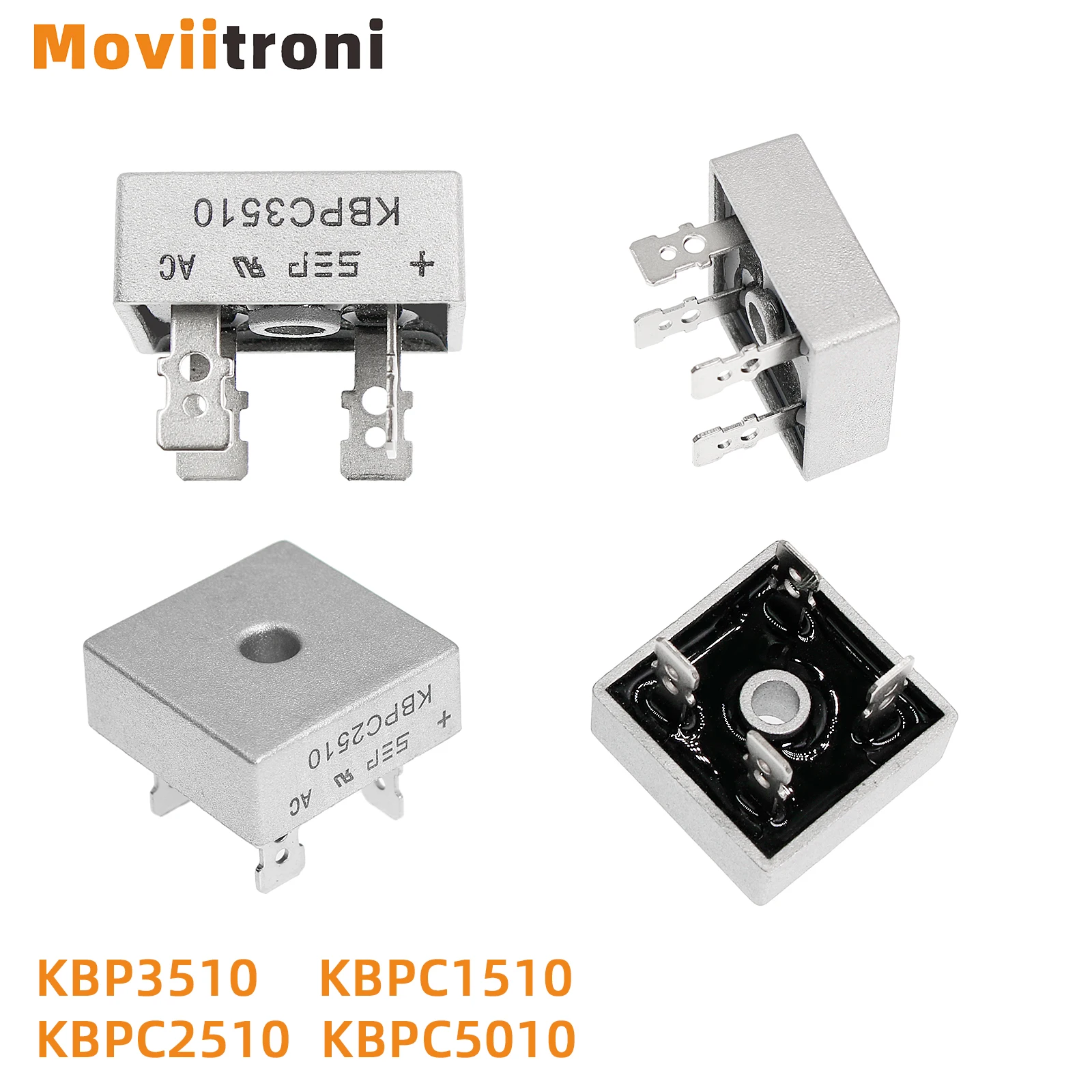 Rectificador de puente de diodo, 2 piezas, KBPC5010, KBPC1510, KBPC2510, KBPC3510, 50A, 1000v, componentes electrónicos monofásicos