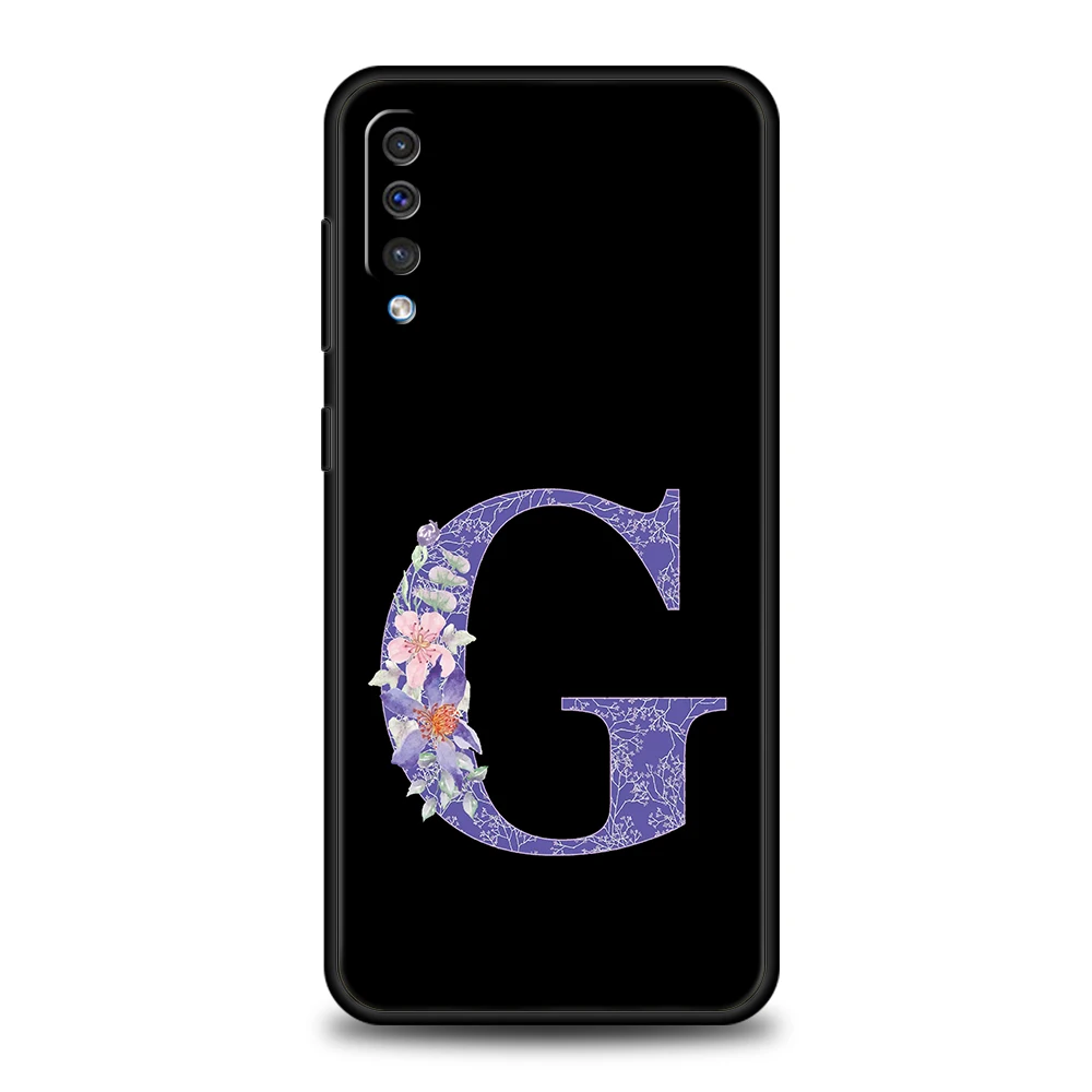Funda con flor Retro con letras iniciales para Samsung A56 A36 A26 A24 A16 A14 A12 A32 A70 A22 A30 A40 A34 A54 A42 A52 A04s A06 5G - imagen 3