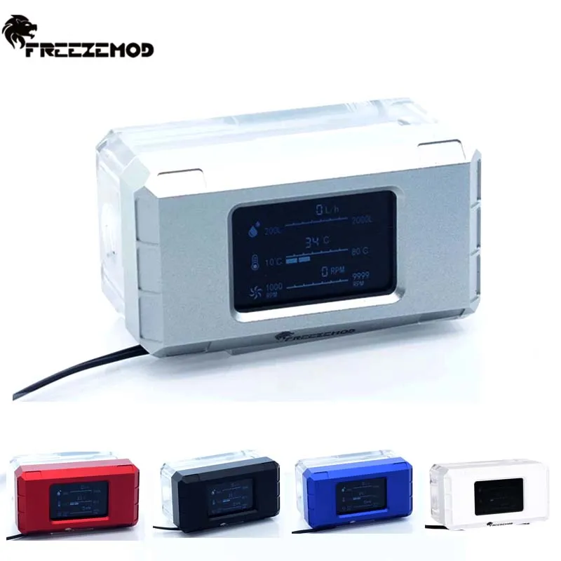 FREEZEMOD medidor de flujo inteligente para refrigeración por agua, termómetro, temperatura + flujo + velocidad, pantalla LCD 3 en 1, 12V/5V, AURA SYNC - imagen 2