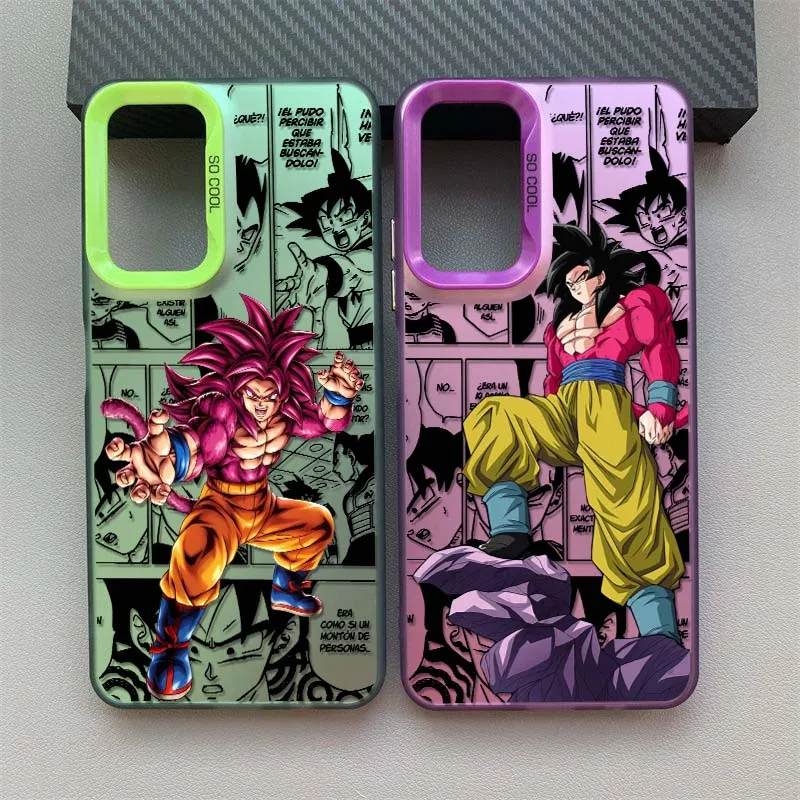 D-Dragon Ball Saiyan Goku funda de Anime para Redmi Note 14 13 12 11 10 9 8 Pro Plus funda de teléfono plateada colorida - imagen 2