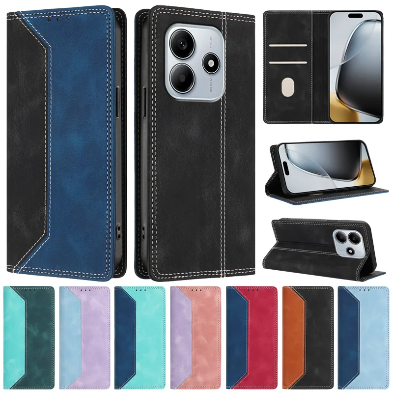 Para Poco M6 M7 Pro 5G Funda con tapa magnética para Xiaomi Poco M7 Pro PocoM6 M4 M5s M4Pro 5G Funda de cuero de moda