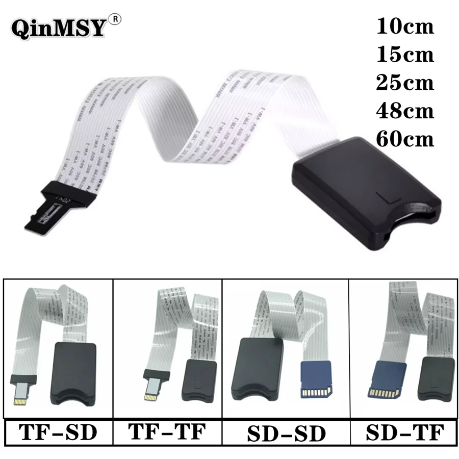 Cable extensor flexible TF a micro SD TF, cable de extensión con cremallera, extensor de tarjeta de memoria, enlace de 25CM y 48CM para GPS para coche, teléfono, cámara de TV
