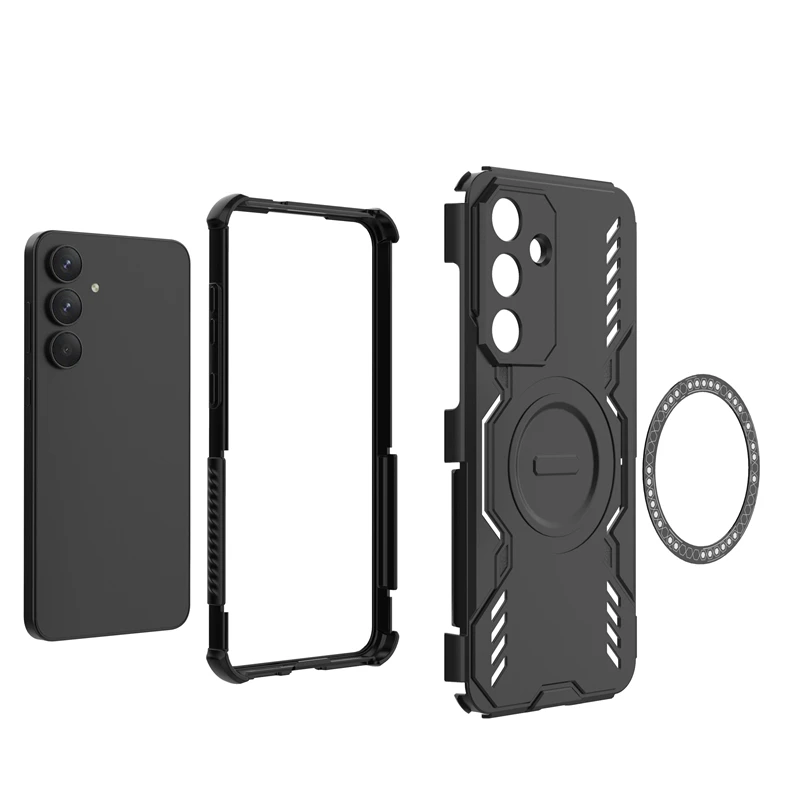 Funda de carga inalámbrica con anillo magnético para Samsung Galaxy S25 FE, funda protectora de silicona esmerilada anticaída para PC, funda S25 FE - imagen 4