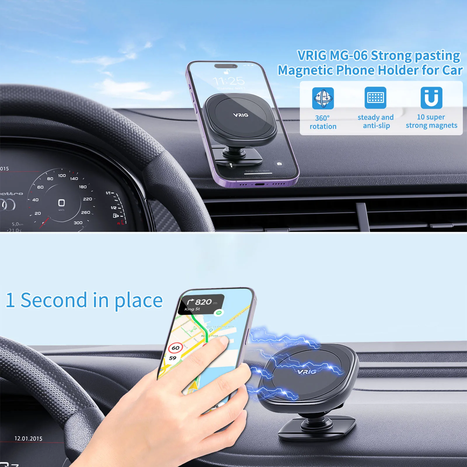 VRIG-soporte magnético de teléfono para coche MagSafe, imanes fuertes para iPhone 14, 13, 12, 11, HUAWEI, Samsung y Xiaomi - imagen 3