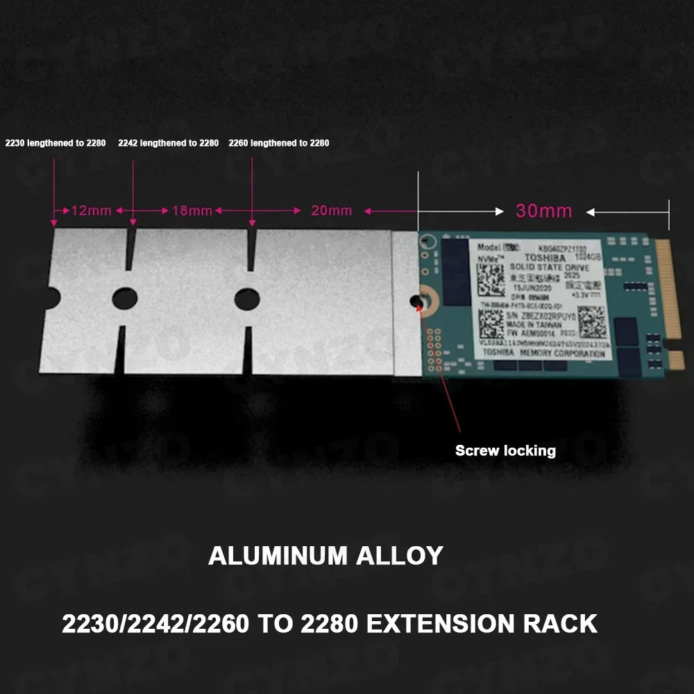 Tarjeta de transferencia extendida M2 NGFF NVME 2230 2242 2260 a 2280 soporte para disco duro de avión estante adaptador M.2 SSD - imagen 3