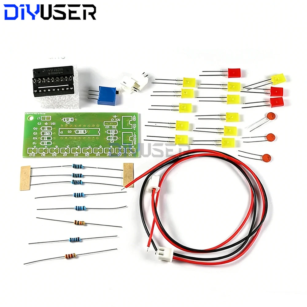 Kit de indicador de nivel de audio LM3915, medidor de VU de 10 LED para amplificador, sistema estéreo, pantalla de potencia, proyecto de soldadura DIY