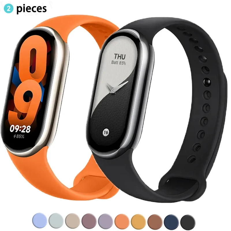 Correa deportiva para Xiaomi Mi band 9-8-NFC, repuesto de pulsera de silicona miband9, correas de reloj impermeables, 2 uds.