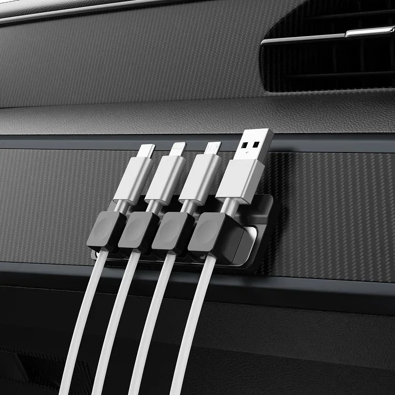 Clips de Cable magnéticos, soporte de Cable ajustable suave debajo del escritorio, gestión de cables y almohadilla, soporte organizador de cables - imagen 4