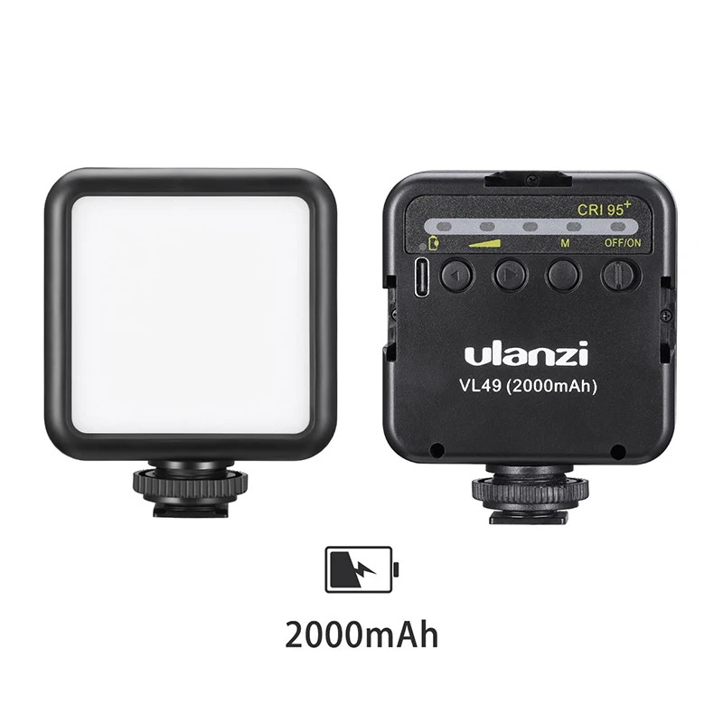 Ulanzi VL49 Luz de vídeo LED bicolor Luz Vlog regulable 2000 mAh con carga tipo C 3 Soporte de zapata fría para disparo en vivo - imagen 3